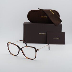 Tom Ford FT5953-B 053 Butterfly Eyeglasses 55mm - Havana/Gold/Blue Light Block